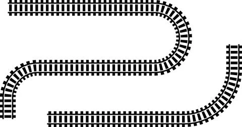 Railway train track vector route. Rail line, subway map, and railroad Illustrazione stock
