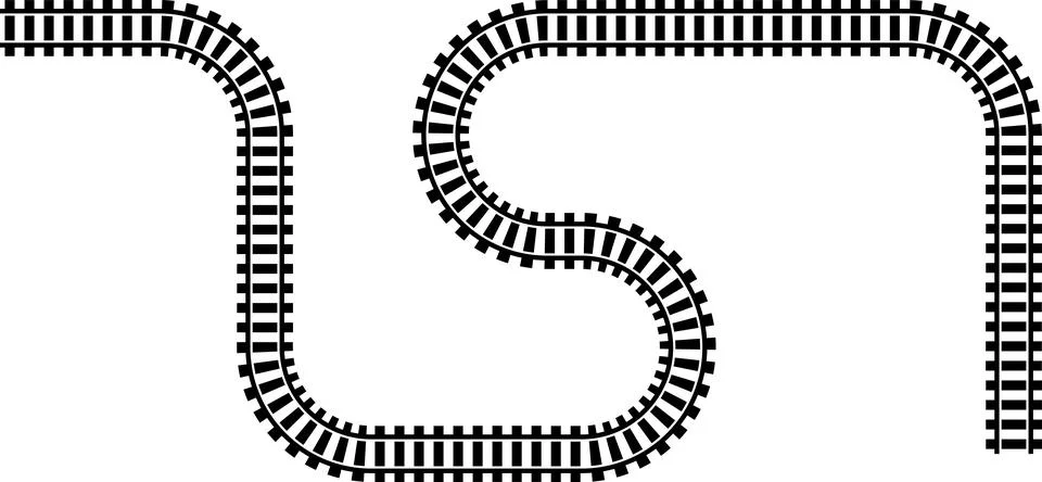 Railway train track vector route. Rail line, subway map, and railroad Stockillustratie