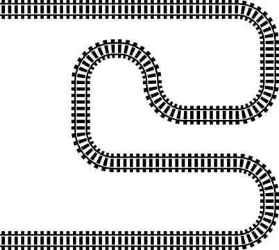 Railway train track vector route. Rail line, subway map, and railroad Stock Illustration