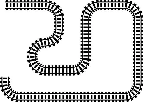 Railway train track vector route. Rail line, subway map, and railroad Illustrazione stock