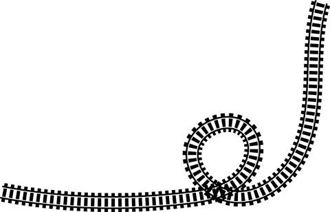 Railway train track vector route. Rail line, subway map, and railroad Stock Illustration