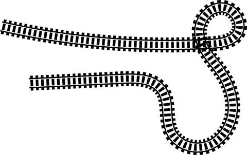 Railway train track vector route. Rail line, subway map, and railroad Stockillustratie