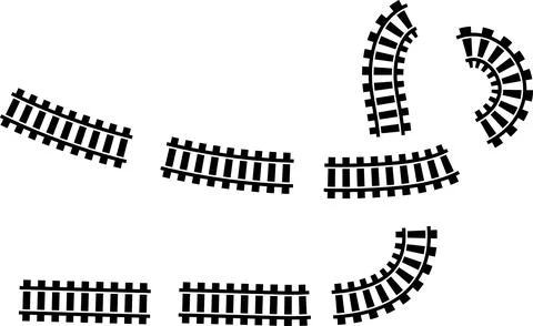 Railway train track vector route. Rail line, subway map, and railroad Illustrazione stock