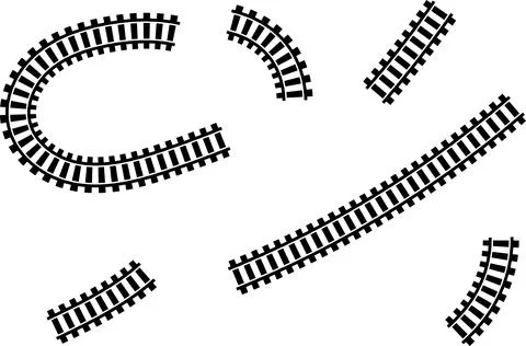 Railway train track vector route. Rail line, subway map, and railroad Illustrazione stock