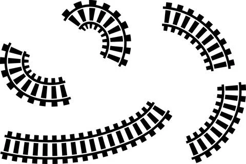 Railway train track vector route. Rail line, subway map, and railroad Illustrazione stock