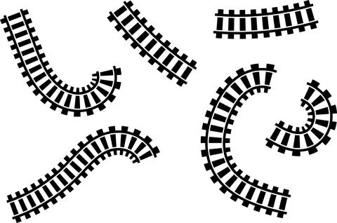 Railway train track vector route. Rail line, subway map, and railroad Stock Illustration