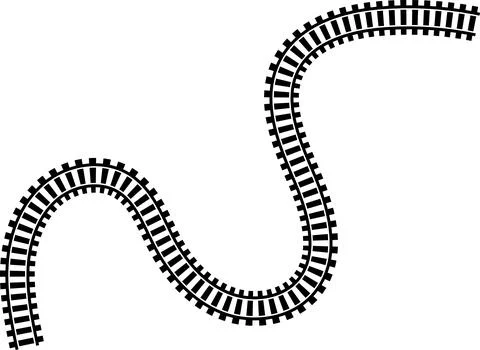 Railway train track vector route. Rail line, subway map, and railroad Stock Illustration