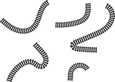 Railway train track vector route. Rail line, subway map, and railroad Stock Illustration