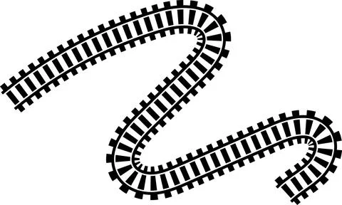 Railway train track vector route. Rail line, subway map, and railroad Stock Illustration