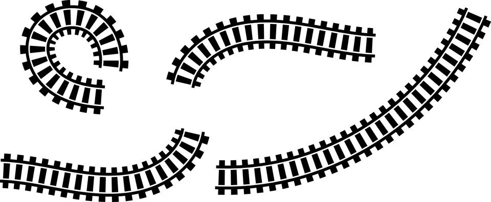 Railway train track vector route. Rail line, subway map, and railroad Stock Illustration