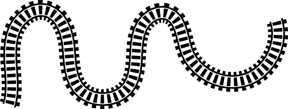Railway train track vector route. Rail line, subway map, and railroad Stock Illustration
