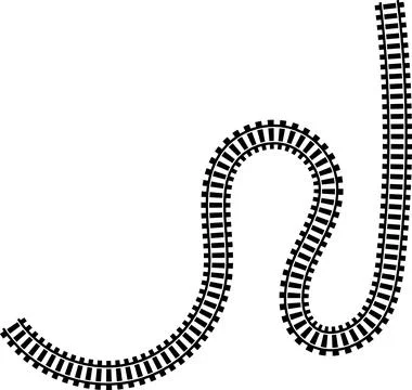 Railway train track vector route. Rail line, subway map, and railroad Stock Illustration