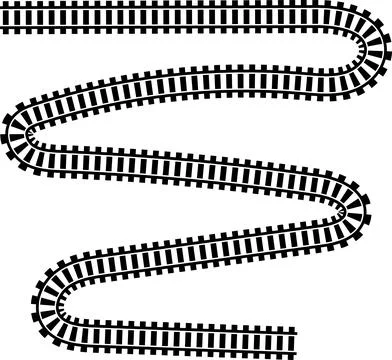 Railway train track vector route. Rail line, subway map, and railroad Stockillustratie