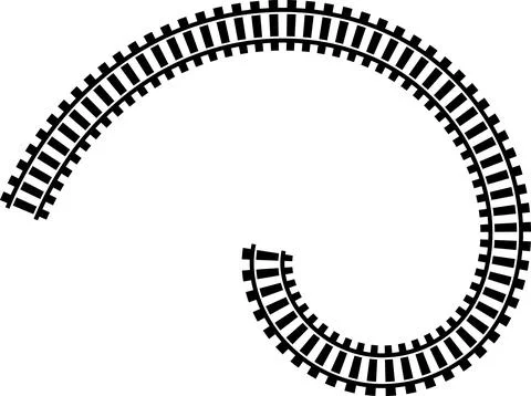 Railway train track vector route. Rail line, subway map, and railroad Stock Illustration