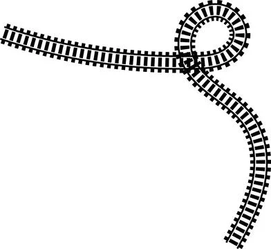 Railway train track vector route. Rail line, subway map, and railroad Illustrazione stock