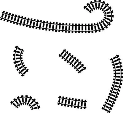 Railway train track vector route. Rail line, subway map, and railroad Illustrazione stock