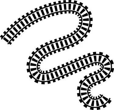 Railway train track vector route. Rail line, subway map, and railroad Stock Illustration