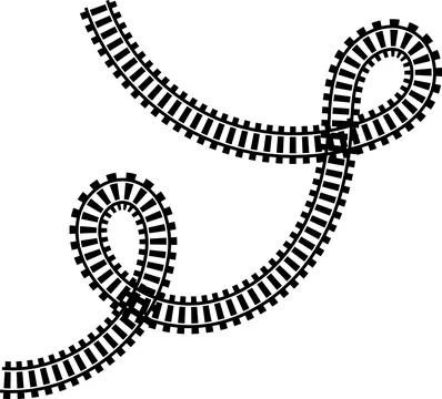 Railway train track vector route. Rail line, subway map, and railroad Stock Illustration