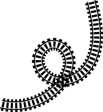 Railway train track vector route. Rail line, subway map, and railroad Stock Illustration