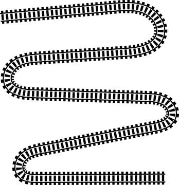 Railway train track vector route. Rail line, subway map, and railroad Stock Illustration