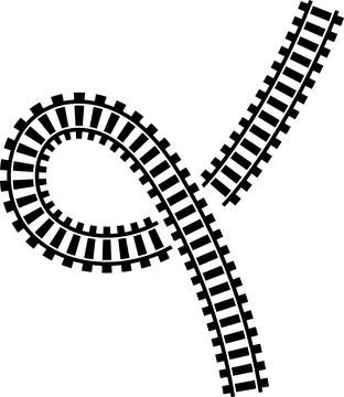 Railway train track vector route. Rail line, subway map, and railroad Stock Illustration