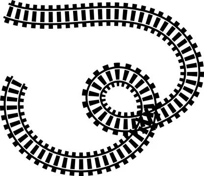 Railway train track vector route. Rail line, subway map, and railroad Illustrazione stock