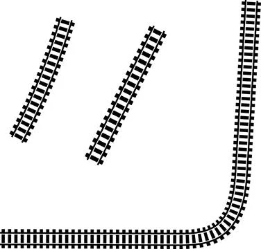 Railway train track vector route. Rail line, subway map, and railroad Illustrazione stock