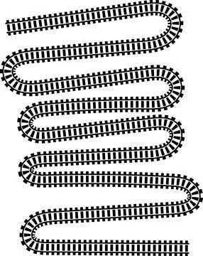 Railway train track vector route. Rail line, subway map, and railroad Illustrazione stock