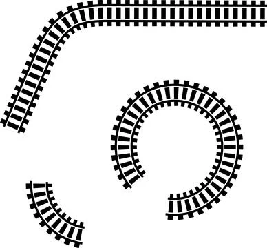 Railway train track vector route. Rail line, subway map, and railroad Illustrazione stock