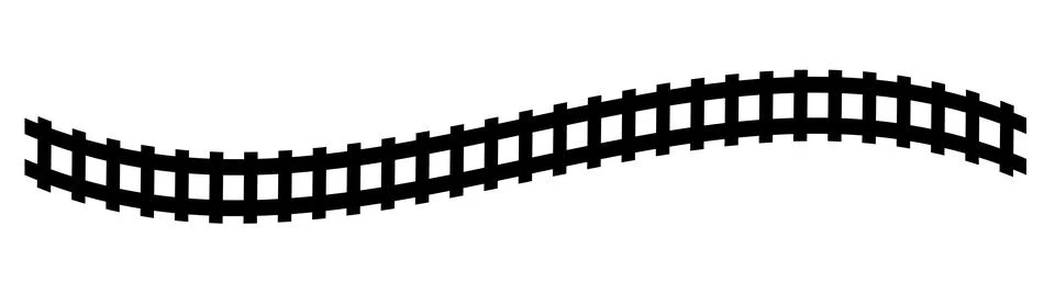 Railway train track vector route. Train track elements. Rail road map sign. Illustrazione stock