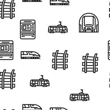 Railway Train Transportation Vector Seamless Pattern イラスト素材
