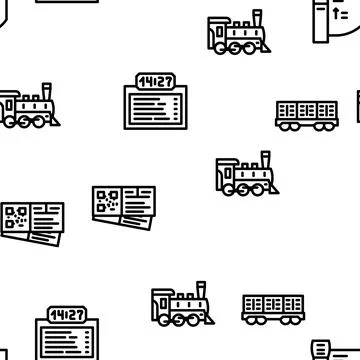 Railway Train Transportation Vector Seamless Pattern イラスト素材