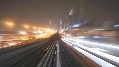 Railway Train View Driving Through Modern City Skyline District Stock Footage 103597899