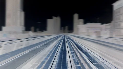 Railway Train View Driving Through Modern City Skyline District Stock Footage 103598166