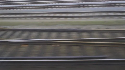 Railway train view driving through modern European city. Stock Footage 118207347
