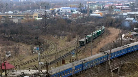 Railway train wagon railroad Stock-Footage 87184427