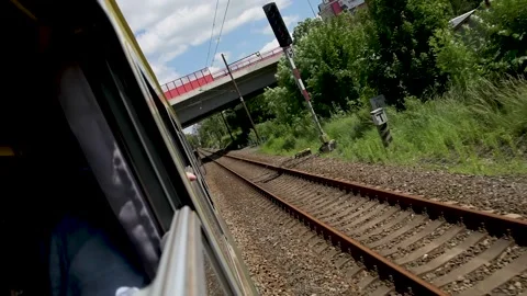 Railway train window drone aerial view Video stock 280205802