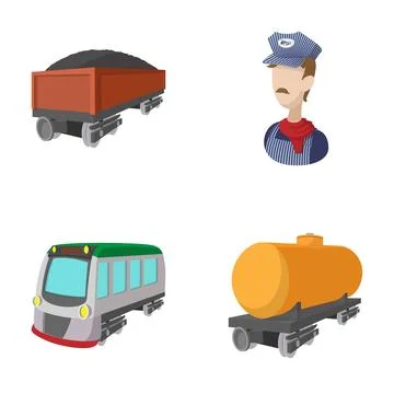 Railway transportation industry elements and train driver イラスト素材