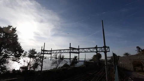 Railway trellis at the sea Stock Footage 103116401