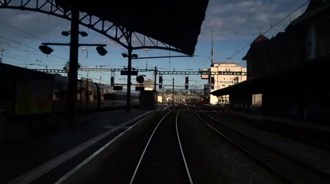 Railway turning backward Stock Footage 40272158