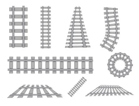 Railway vector template. Set of railroads isolated. Stock Illustration
