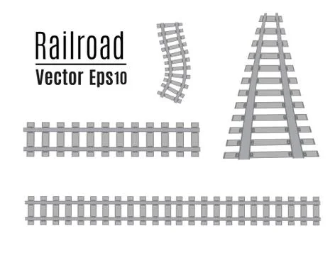Railway vector template. Set of railroads isolated. Stock Illustration