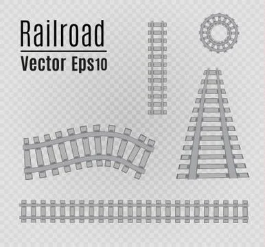 Railway vector template. Set of railroads isolated. Stock Illustration