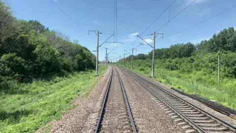 Railway , video from the train that goes Stock Footage 140252643