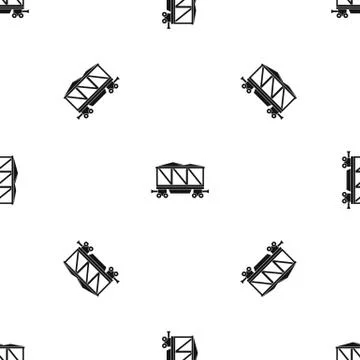 Railway wagon pattern seamless black Illustrazione stock