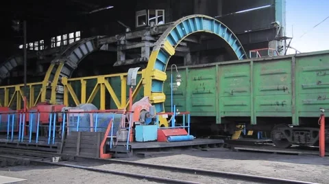 Railway wagon at the unloading station Stock Footage 47247900
