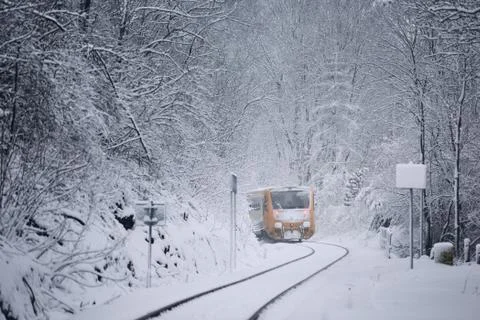 Railway in winter Stock-Fotos