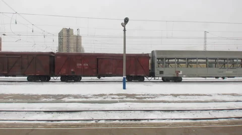 Railway in the winter. time lapse Stock-Footage 50960949