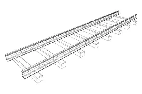 Railway wireframe mesh vector Stock Illustration