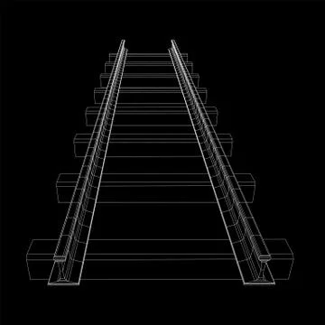 Railway wireframe mesh vector Stock Illustration